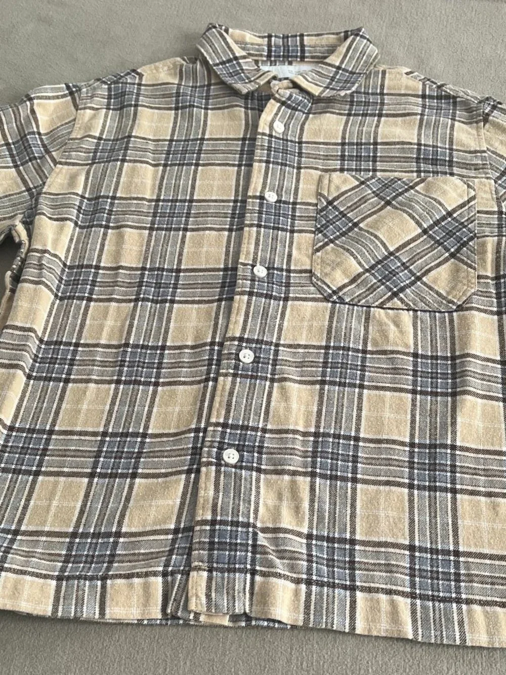 Inditex Zara Boys Multicolor Flannel Plaid Shirt Long Sleeves Size 9-10 Years.